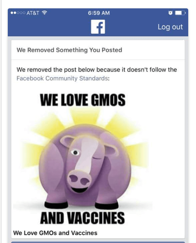 'We Love GMOs and Vaccines' back, as Facebook lifts block: Neidenbach on ... - Genetic Literacy Project